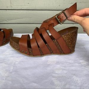 Blowfish Strappy Faux Leather Wedge Sandal